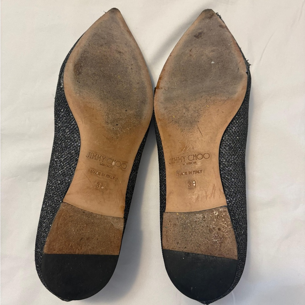 Jimmy Choo Black Sparkle Flats - Picture 3 of 4